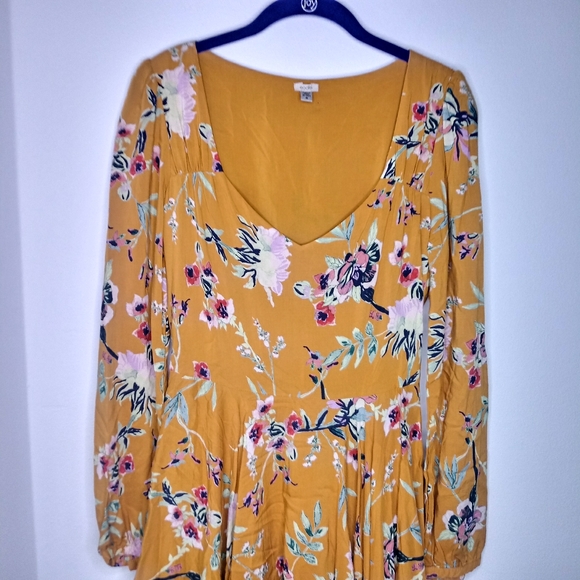 Urban Outfitters Yellow Floral Long Sleeve Dress - Picture 2 of 12